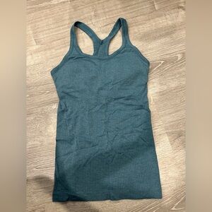 Lululemon Green Ribbed Tank Top Sleeveless Scoop Neck